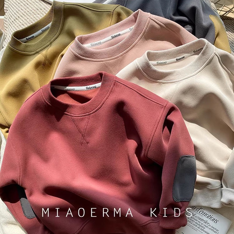 เสื้อกันหนาวลําลอง ขนาดเล็ก และกลาง สีพื้น สําหรับเด็กผู้ชาย และเด็กผู้หญิง