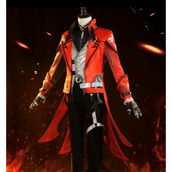 Genshin Impact Diluc คอสเพลย์เครื่องแต่งกาย Diluc Red Dead of Night คอสเพลย์ชุดและวิกผม