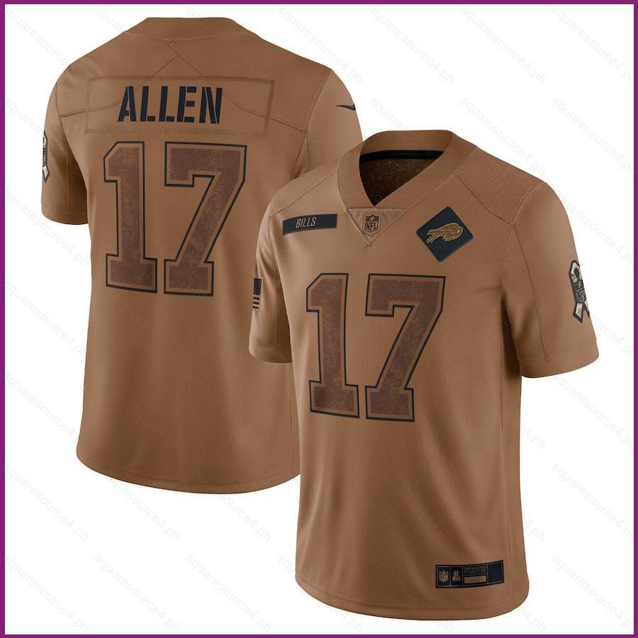 Yx 2023-2024 เสื้อยืดลําลอง แขนสั้น พิมพ์ลาย NFL Buffalo Bills Game Josh Allen Jersey Salute To Service พลัสไซซ์