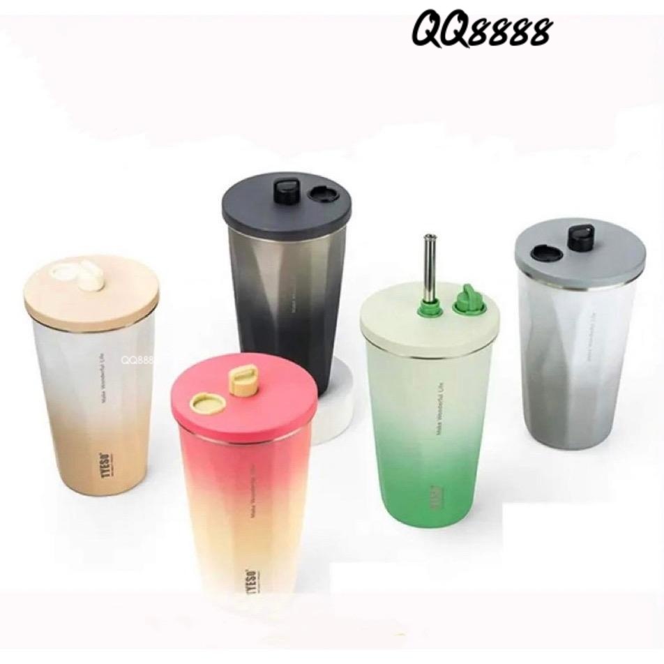 พร้อมส่งในไทย แก้วเก็บอุณหภูมิ TYESO แบบสีทูโทนขนาด 600ml หลอดมหัศจรรย์ และอะไหล่ฝาปิดหลอด