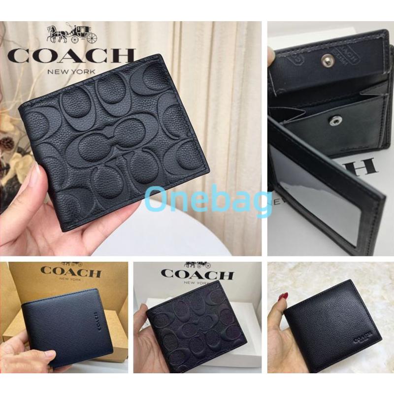 กระเป๋าสตางค์ผู้ชายพับกระเป๋าใส่เหรียญใส่เหรียญได้กระเป๋าสตางค์ใบสั้นพร้อมช่องใส่บัตรหลายช่อง 75363 