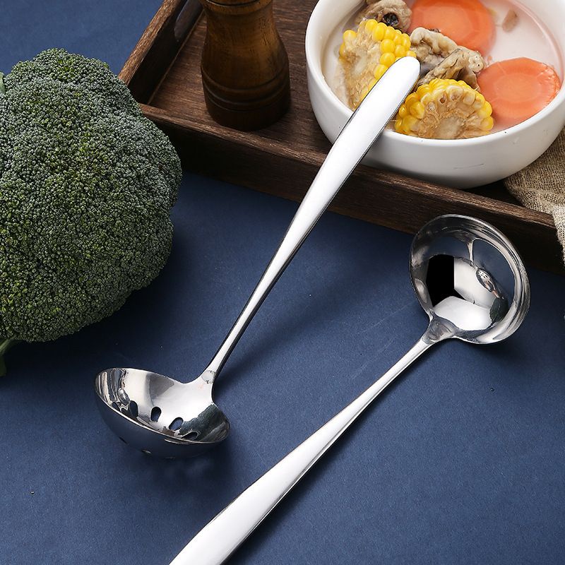 กระบวยสแตนเลส-เกรดพรีเมี่ยม อย่างหนา-(สีสแตนเลส) ตักซุป เกรดโรงแรม #A-0046