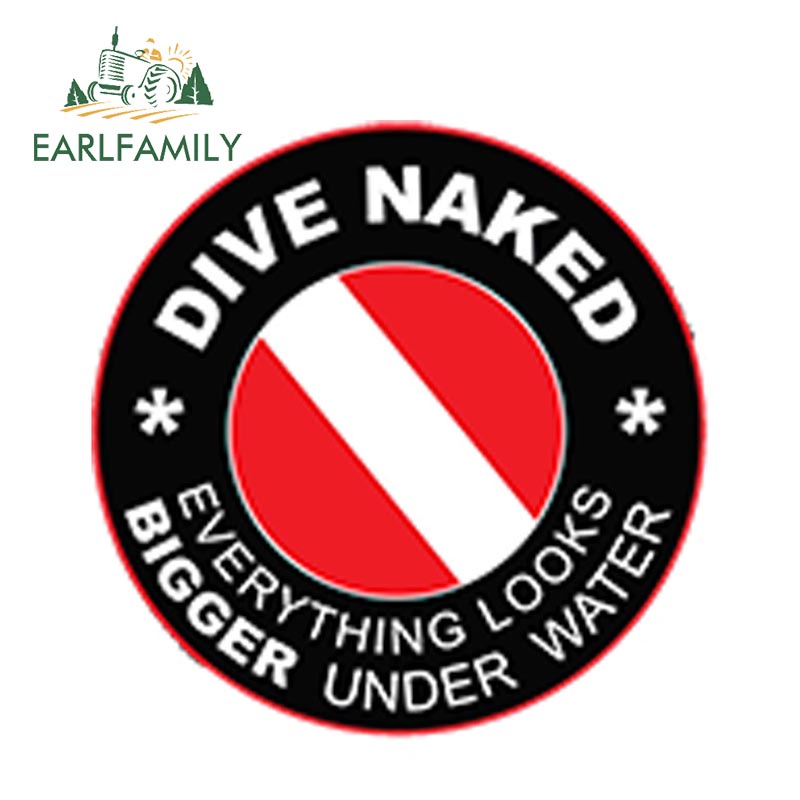 EARLFAMILY DIVE NAKED สติกเกอร์รถไวนิลดําน้ําธง Spear ตกปลาตลก Beach Decal จัดแต่งทรงผมรถกันน้ํารถอุปกรณ์เสริม