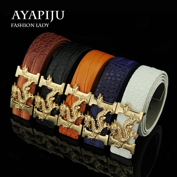 เข็มขัดหนังจระเข้ ลายมังกร สําหรับผู้ชาย