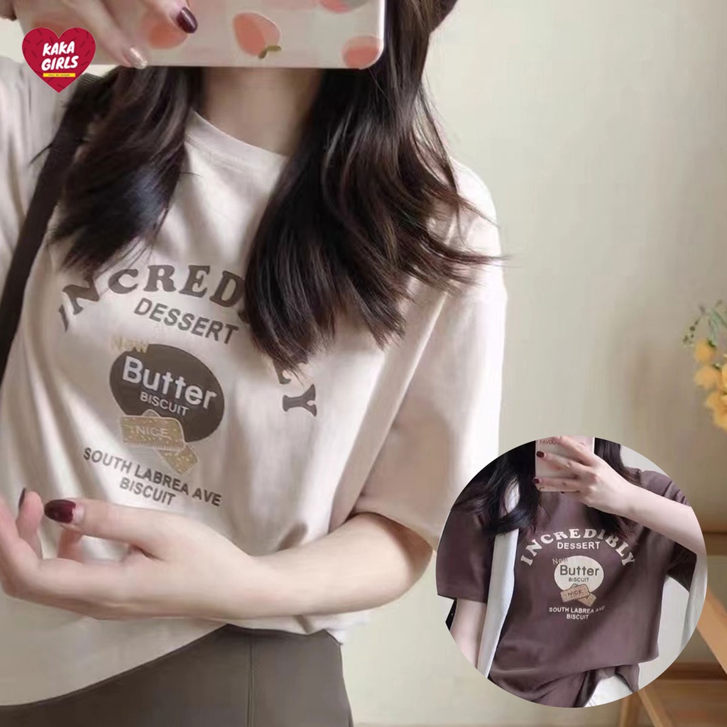 พร้อมส่ง เสื้อยืดคอกลมหลวมไม่หนาบางใส่สบายตัวไม่ร้อน