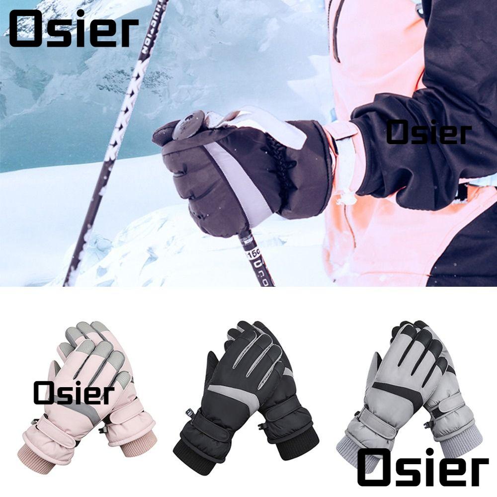 Osier1 ถุงมือขนแกะ หน้าจอสัมผัส กันลื่น กันน้ํา ปรับขนาดได้ ให้ความอบอุ่น เหมาะกับฤดูหนาว สําหรับเล่นสกี กลางแจ้ง