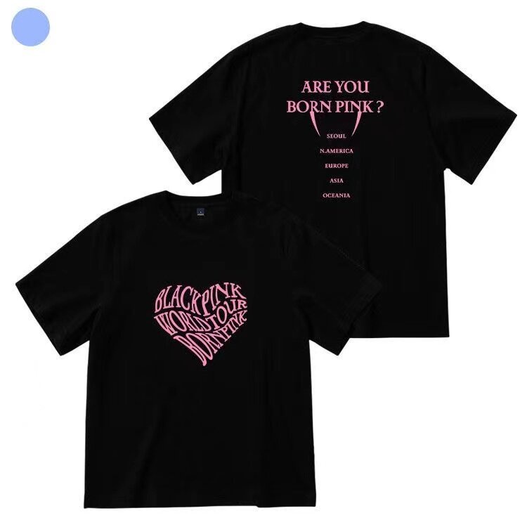 เสื้อยืดแขนสั้นลําลอง ผ้าฝ้าย KPOP BLACKPINK BORN PINK LISA JISOO ROSé JENNIE สไตล์เกาหลี แฟชั่นS-5XL