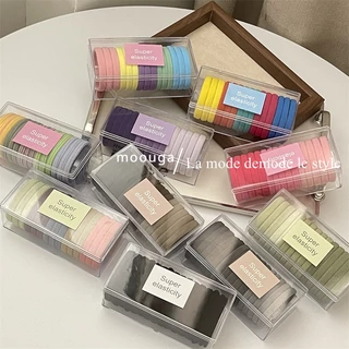 Moouga ยางรัดผม แบบยืดหยุ่นสูง ไร้รอยต่อ ทนทาน สีแคนดี้ เรียบง่าย แฟชั่นฤดูใบไม้ร่วง ฤดูหนาว สําหรับผู้หญิง