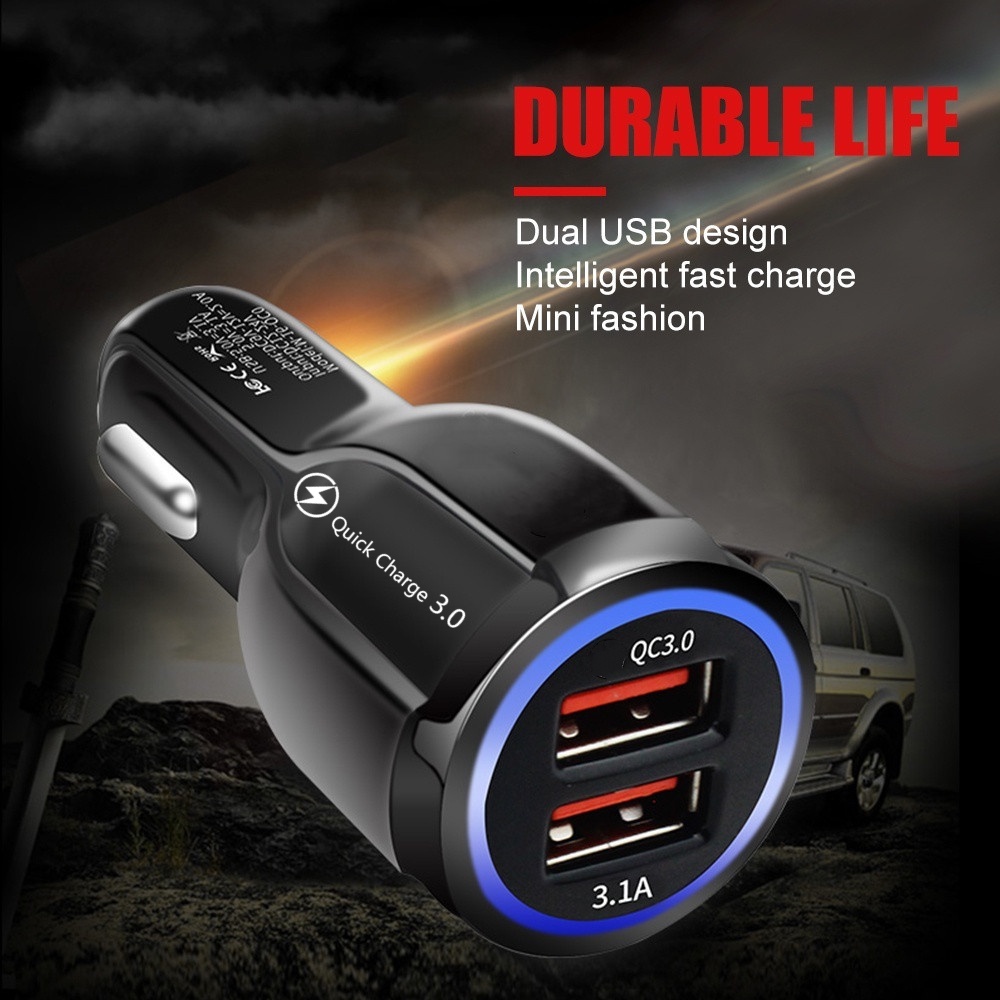 4.8a Dual USB Car Charger Fast Phone Charge Quick Charge QC 3.0 อะแดปเตอร์ชาร์จในรถ