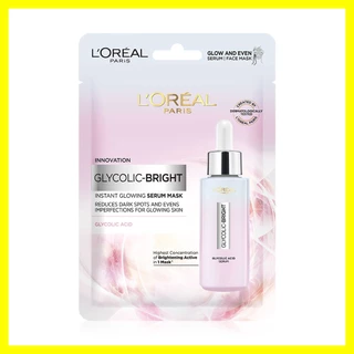 Loreal Paris Glycolic Bright Instant Glowing Serum Mask 22g ลอรีอัล ปารีส แผ่นมาสก์หน้า.