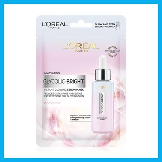 Loreal Paris Glycolic Bright Instant Glowing Serum Mask 22g ลอรีอัล ปารีส แผ่นมาสก์หน้า.