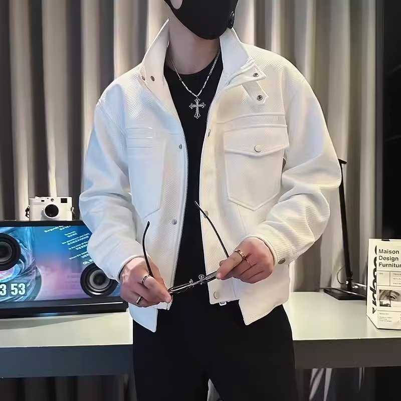 High-end Feeling Jacketผู้ชายอินเทรนด์ลําลองผู้ชายเสื้อผ้าฤดูใบไม้ผลิฤดูใบไม้ร่วง Street สวมใส่ Ruffian หล่อแจ็คเก็ต