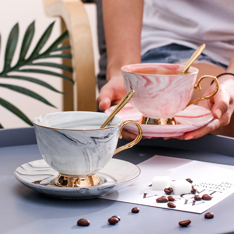 HOME818 ชุดถ้วยกาแฟเซรามิค แก้วกาแฟ ลายหินอ่อน มีให้เลือก3สี 1เซต3ชิ้น NO.Z53