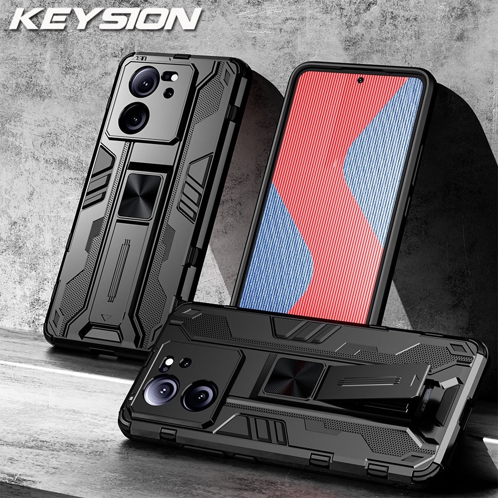Keysion เคสโทรศัพท์ซิลิโคน PC กันกระแทก พร้อมขาตั้ง สําหรับ Xiaomi 13T Pro 5G 13 Pro 12T Pro 5G