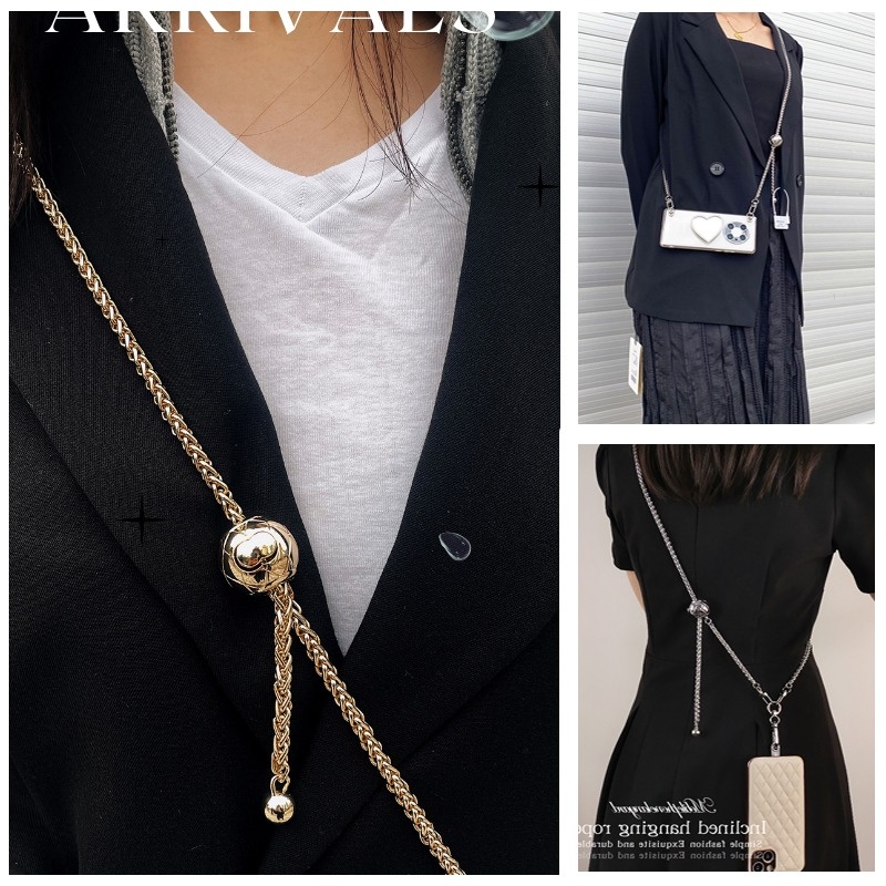 สายคล้องโทรศัพท์ปรับระดับได้ 1 ชิ้น - โซ่ยาวแบบข้ามลำตัวพร้อมจี้ตกแต่ง สามารถถอดออกและขยายได้