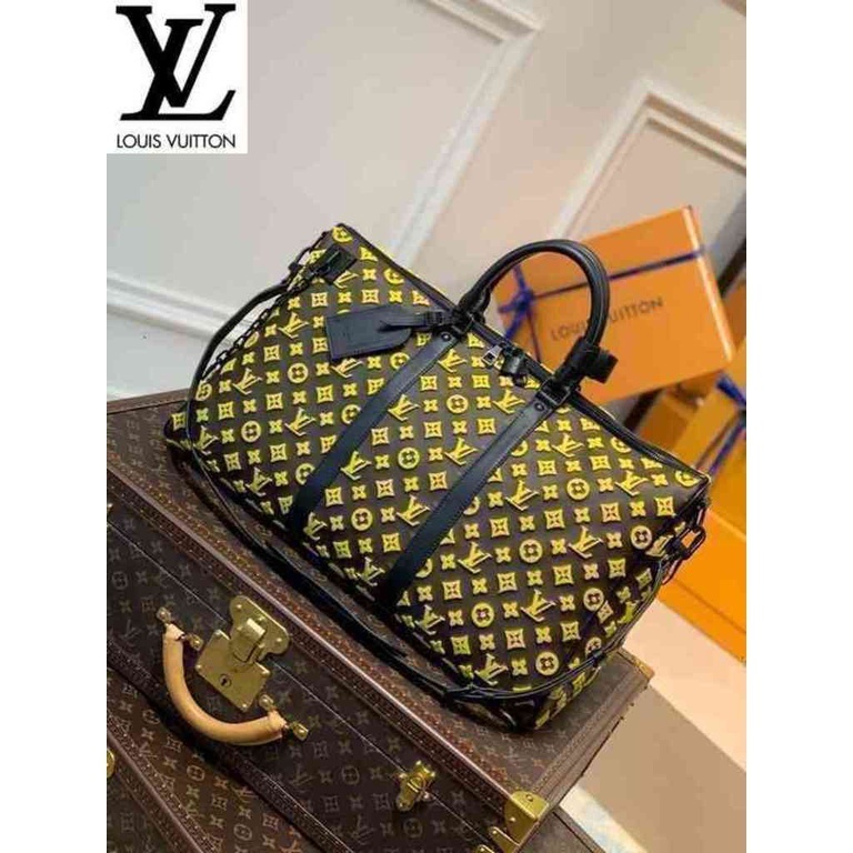 หลุยส์วิตตอง Louis Vuitton lv bag m45069 keepall triangle bandouliere 50 กระเป๋าเดินทางผู้หญิงกระเป๋าสะพายกระเป๋าเป้สะพา