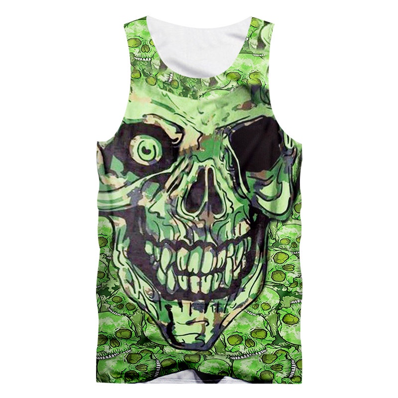 CJLM Gyms 3D เสื้อกล้ามฤดูร้อนพิมพ์โลหะ Skull Tanktops รถจักรยานยนต์ Skull เสื้อกั๊ก Bleach เสื้อกล้าม Man แขนกุด