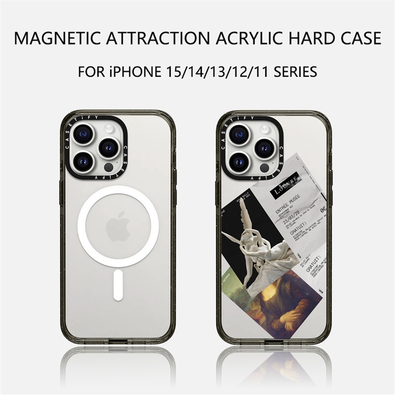Casetify X Art Exhibition Tickets เคสโทรศัพท์มือถืออะคริลิค TPU แบบแข็ง ขอบสีดํา พร้อมกล่อง สําหรับ Apple IPhone 11 12 13 14 15 Pro Max