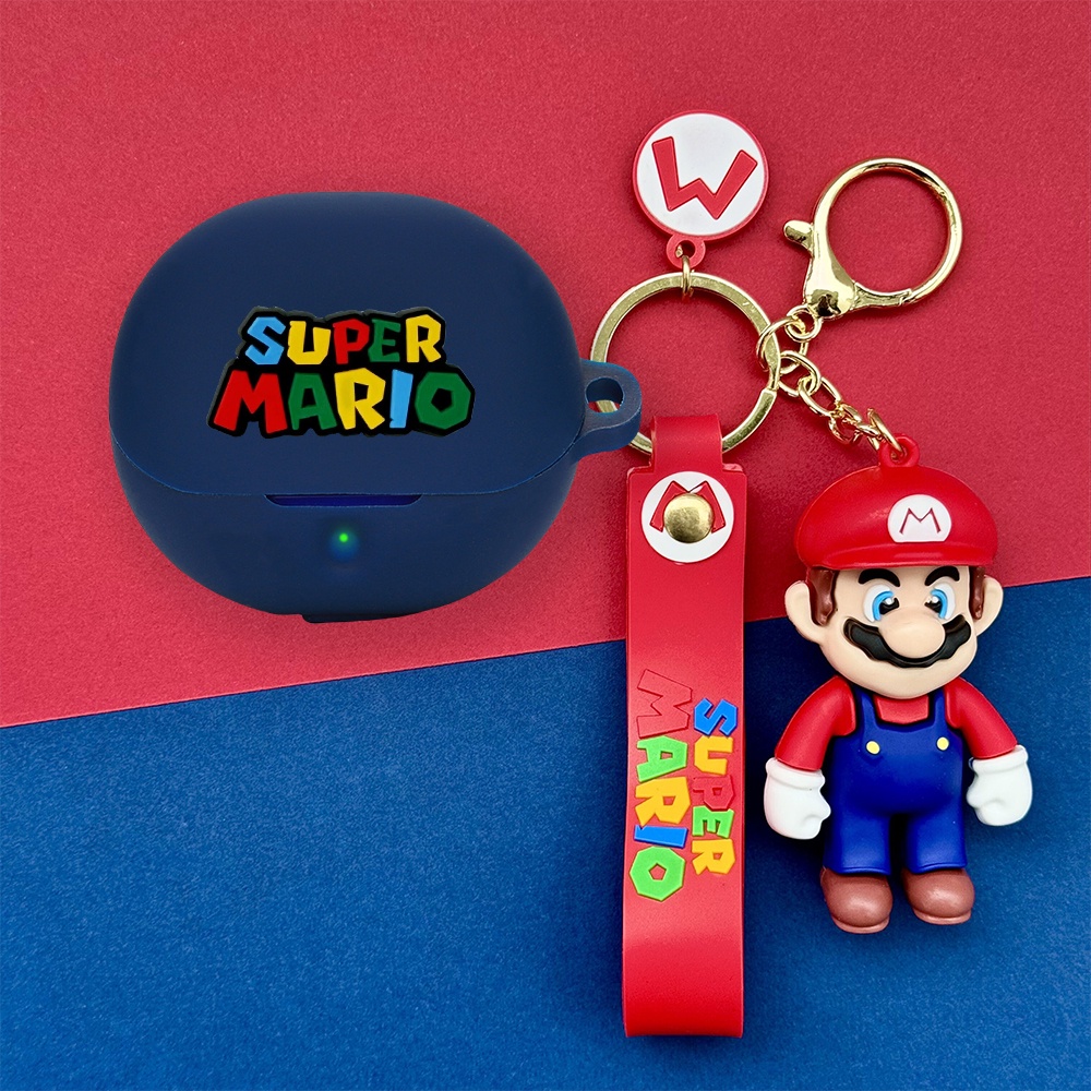 For SoundPeats Clear Case Cartoon Mario Keychain Pendant SoundPeats Clear Silicone Soft Case Cute Da