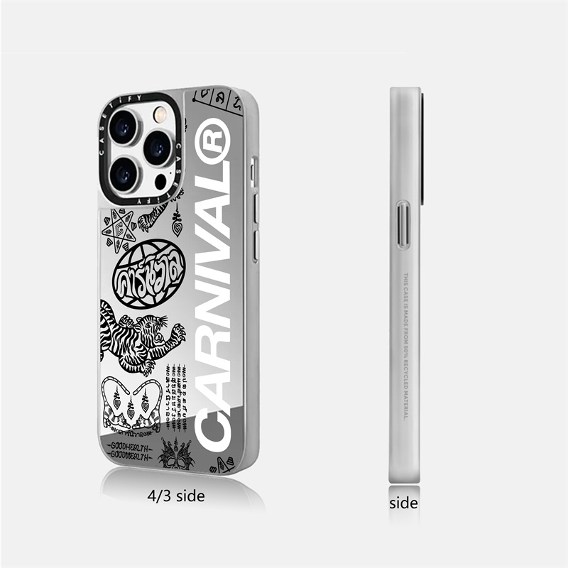 เคสโทรศัพท์มือถือแบบแข็ง ผิวด้าน ผิวด้าน แม่เหล็ก ลายโลโก้ Carnival สีดํา สีเงิน พร้อมกล่อง สําหรับ IPhone 15 14 13 12 Pro Max Plus - รูปที่ 2