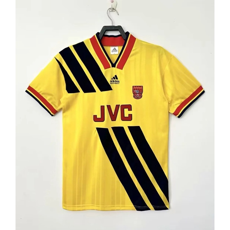 เสื้อกีฬาแขนสั้น ลายทีมชาติฟุตบอล Arsenal Away 1993-94 คุณภาพสูง สไตล์วินเทจ