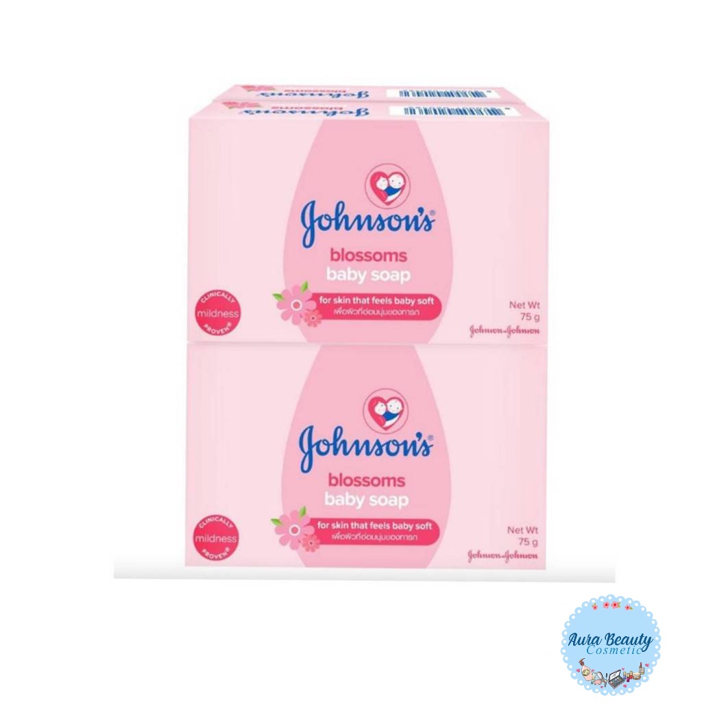 (4ก้อน/แพ็ค) Johnson Soap 75 มล. จอห์นสัน สบู่เด็ก กลิ่นบลอสซั่ม สีชมพู