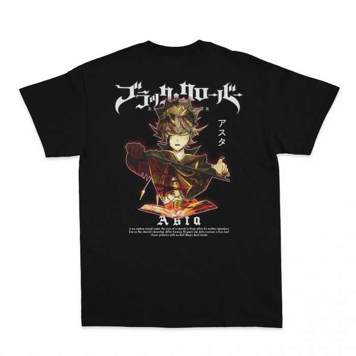 Varydan T-Shirt Anime Black Clover Asta Black Pria &amp; Wanita Hitam เสื้อยืดพิมพ์ลาย S-5XL