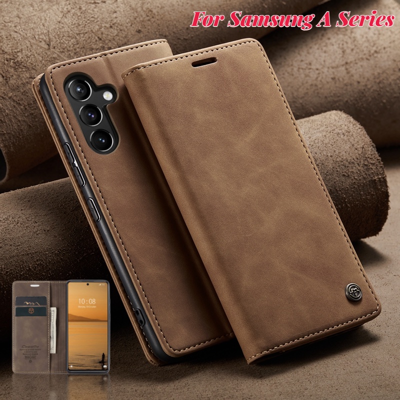 Retro กระเป๋าหนังสําหรับ Samsung Galaxy A15 A25 A35 A55 A05S A54 A14 A34 A24 A16 ป้องกันกันกระแทกเคสโทรศัพท์หรูหราแม่เหล็กผู้ถือบัตรกระเป๋าสตางค์พลิกปกหลัง SAMA55