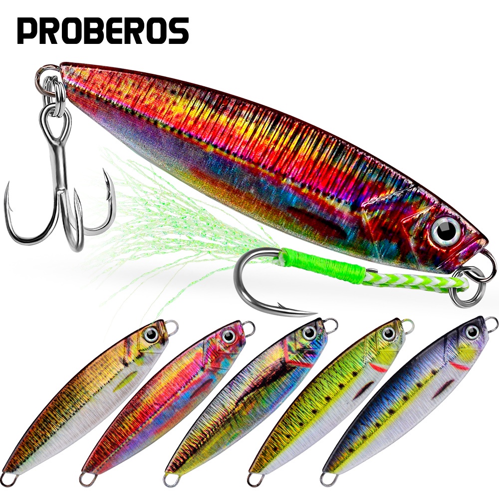 Proberos 1pcs Sinking โลหะ Jigs เหยื่อตกปลา 10g-15g-20g-32g-40g หล่อตกปลา Jigging Lures เหยื่อ Hard ประดิษฐ์ wobbler