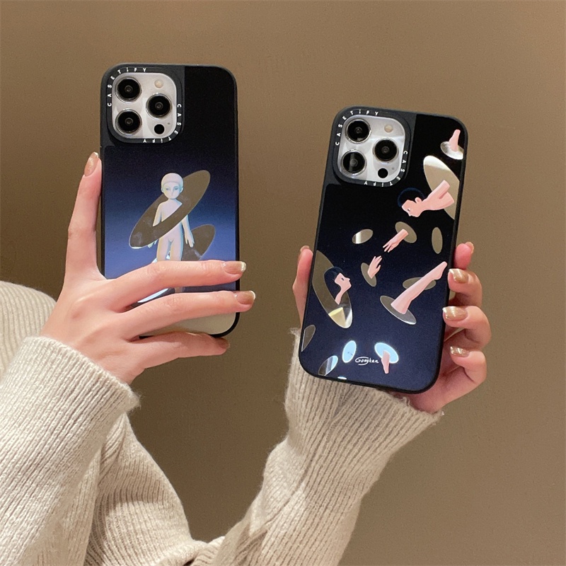 Casetifg เคสโทรศัพท์มือถือ ซิลิโคนแข็ง กันกระแทก พร้อมกระจก ป้องกันเลนส์ สําหรับ iPhone 15 11 12 13 14 Pro Max