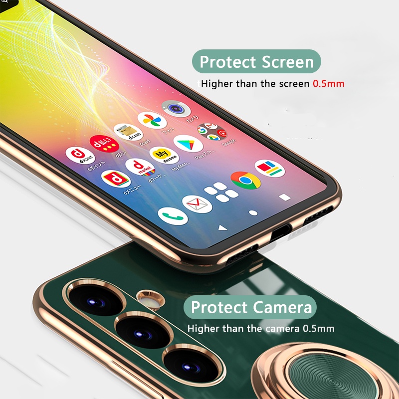 ชุบ เคส Samsung A55 A35 A25 A15 5G 4G อ่อนนุ่ม กันกระแทก ที่วางแหวนแบบยืนกรณีแววขอบ 360 หมุนขาตั้งบางนุ่มฝาครอบป้องกัน A14 A24 A34 A54