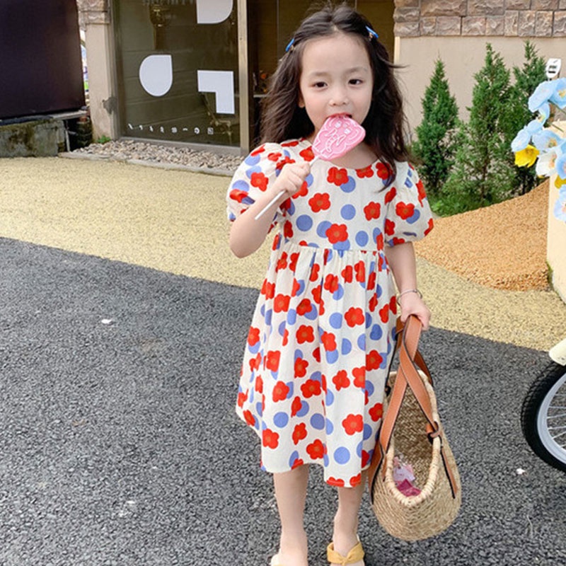 ชุดเดรสลูกสาววัย2ถึง3ปี ลายดอกไม้สดใส