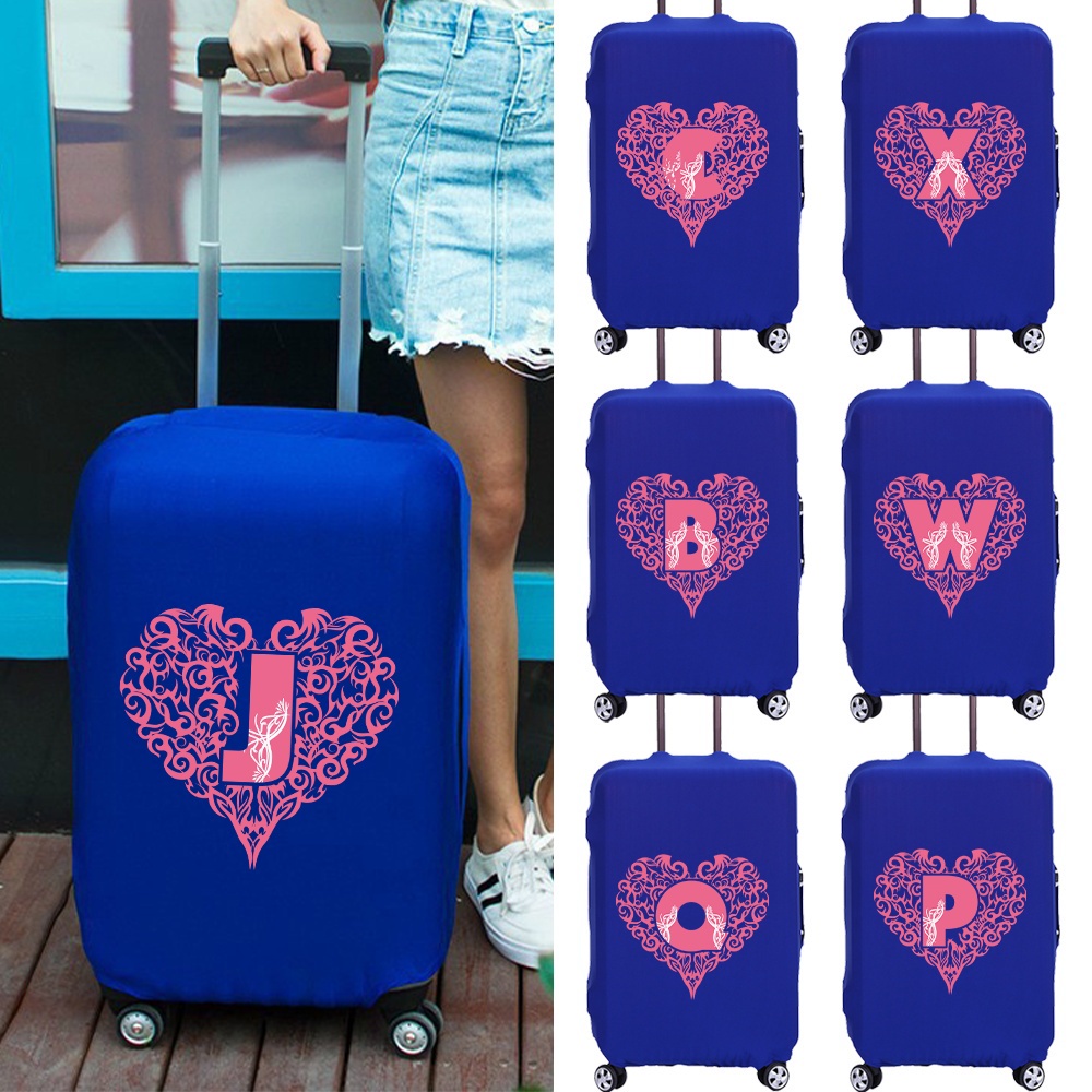ผ้าคลุมกระเป๋าเดินทาง แบบยืดหยุ่น พิมพ์ลายตัวอักษร Love ขนาด 18-25 นิ้ว สีฟ้า