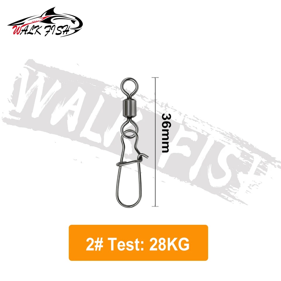Walk FISH 50 ชิ้น ไพค์ อุปกรณ์ตกปลา เชื่อมต่อ ขาแบริ่ง ลูกกลิ้ง หมุน สเตนเลส สแน็ป ตะขอตกปลา เหยื่อหมุน รอก — صورة 8