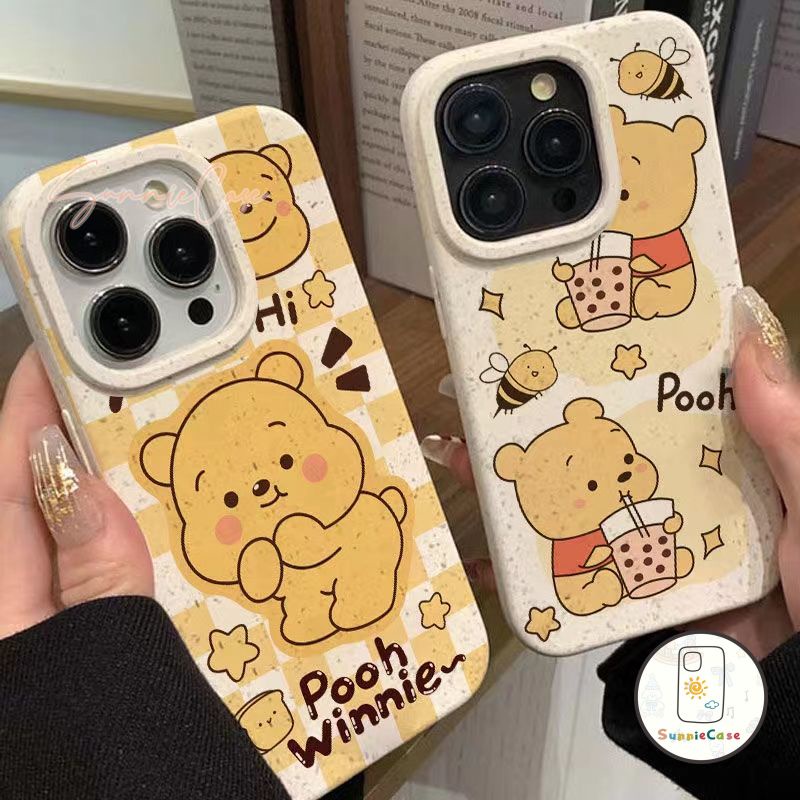 การ์ตูนน่ารักวินนี่เดอะพูห์ย่อยสลายได้แขนนุ่ม iPhone 15 Pro Max 8 6 6S 7 Plus 11 12 13 14 Pro Max X XR XS Max SE 2020