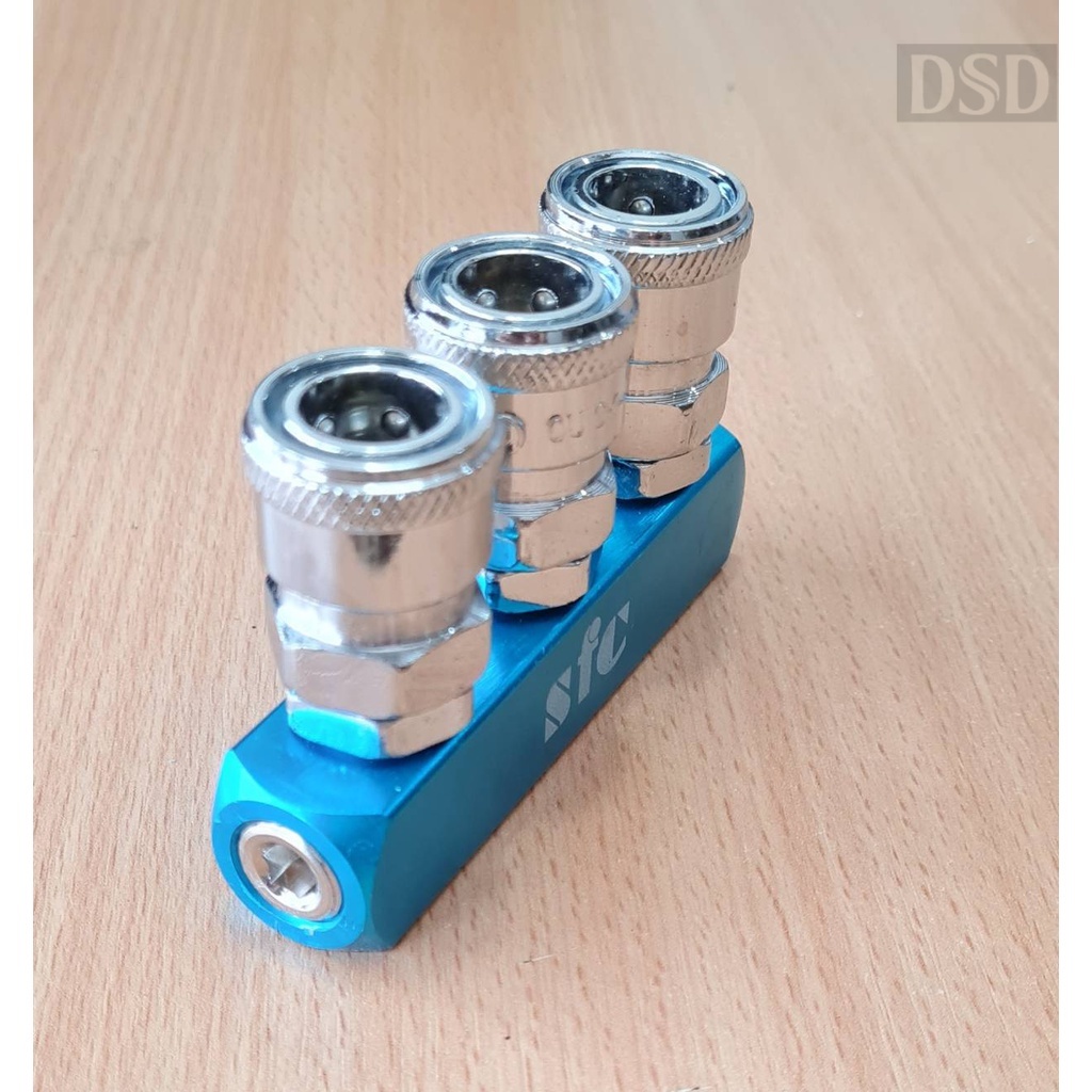 [พร้อมส่ง]⚙️ ข้อต่อคอปเปอร์ ควิกคอปเปอร์ 3 หัว ฐานตรง คอปเปอร์ 3 ทางตรง 1/4" ( 2 หุน ) SFC : 20SM-3I