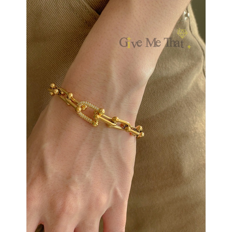 สร้อยข้อมือสแตนเลสแท้ สไตล์มินิมอล Minimal สร้อยข้อมือโซ่เพชร Hi-End รุ่นโซ่ TC เพชร Givemethat
