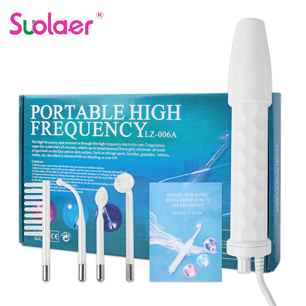 4 In 1 ไม้กายสิทธิ์ไฟฟ้า ความถี่สูง แบบพกพา 4 ไวโอเล็ต สําหรับสปา ดูแลผิวหน้า