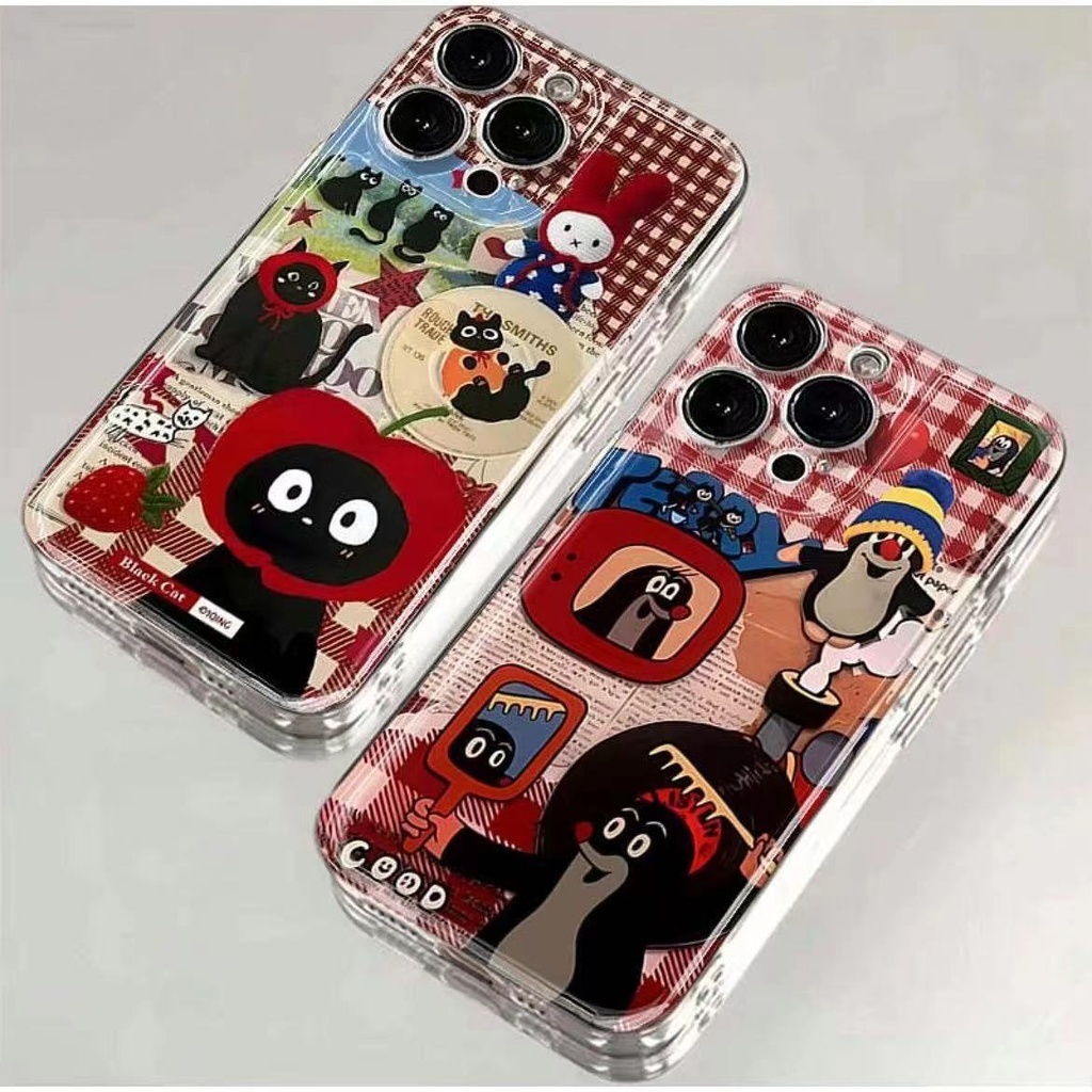 เคสโทรศัพท์มือถือ ซิลิโคนนุ่ม ใส ลายหนู แมวละลาย ปีใหม่ สีแดง สําหรับ Iphone 15 14promax 13pro X