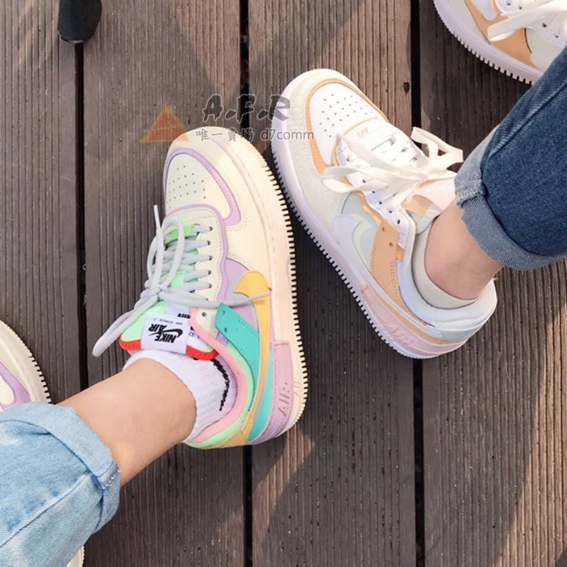 Nike Air Force 1 Shade AF1 Macaron High shoes Thick Soles Women Casual shoes Yellow Purple and Blue Powder shoes