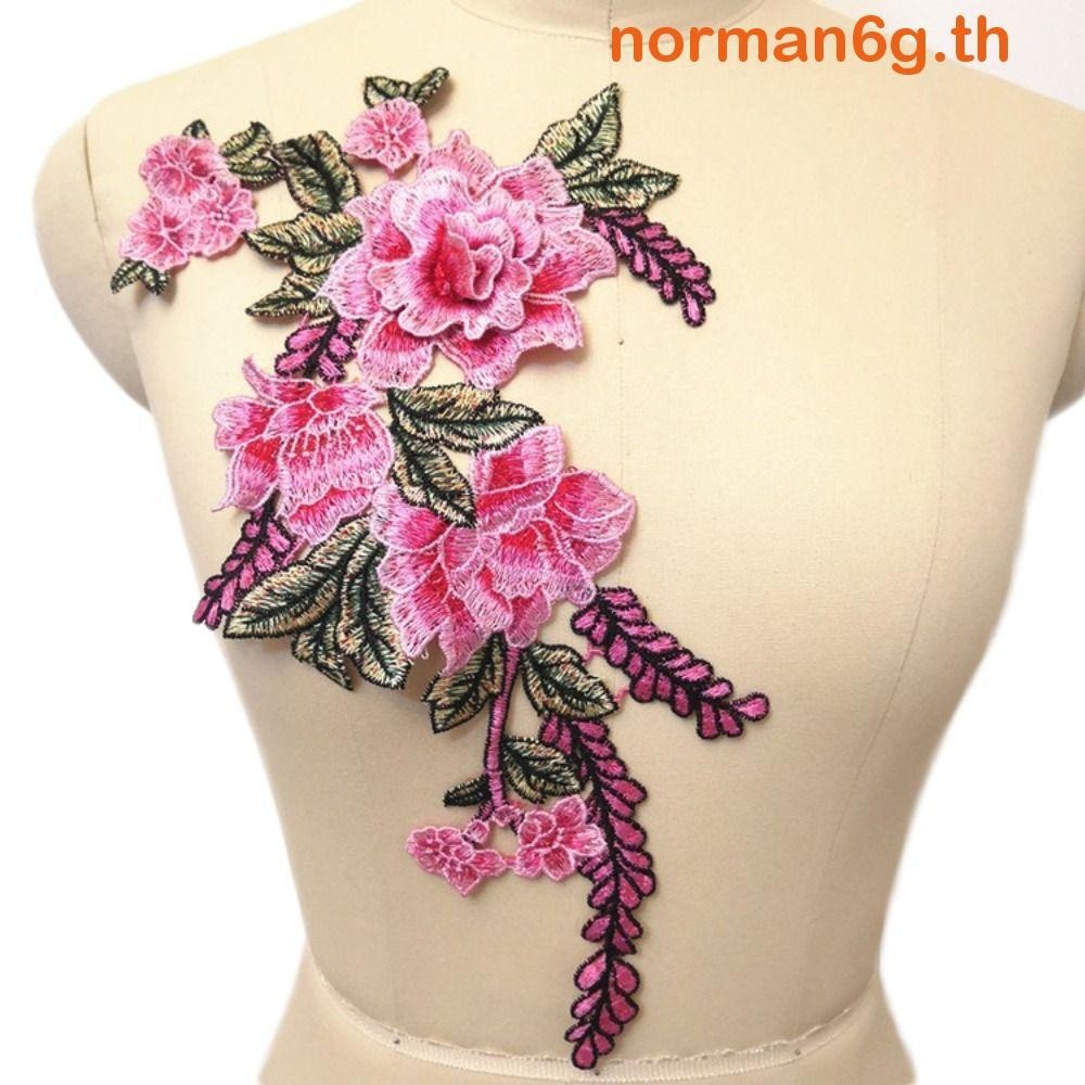 Anorman แผ่นแพทช์ ปักลายดอกไม้ ดอกโบตั๋น ดอกกุหลาบ สง่างาม DIY สําหรับตกแต่งเสื้อผ้า