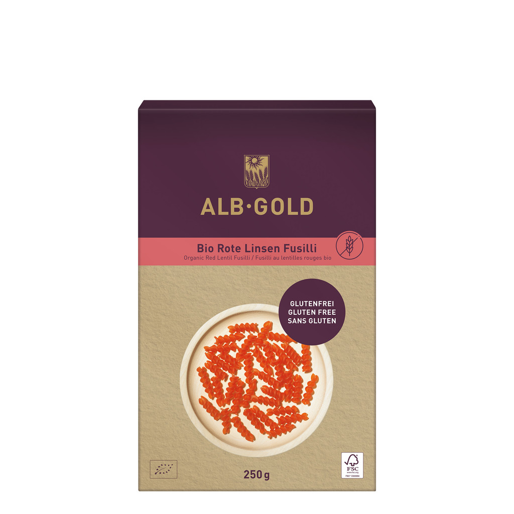 ALB-GOLD Organic Gluten Free Red Lentil Fusilli | ฟูซิลลี่ถั่วเลนทิลแดงออร์แกนิก ปราศจากกลูเตน