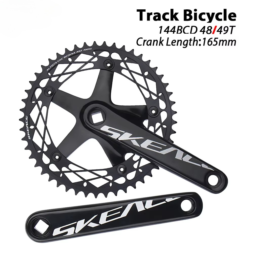Fixed Gear bike Crankset 144BCD Square Hole Crank Aluminum Alloy Single Speed Crank Chainwheel 165mm