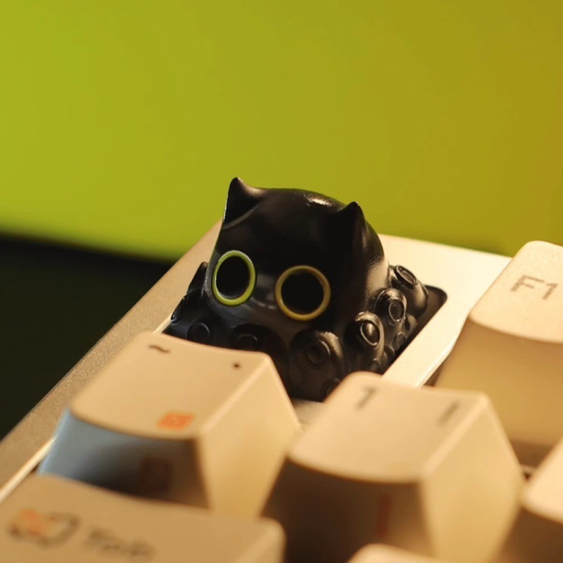 Octopus Cat Keycap 3D การ์ตูนสร้างสรรค์ MX สวิทช์คีย์บอร์ดส่วนบุคคลเรซิ่น Keycaps DIY Lord Of Mysteries สีดํา Klein น่ารัก Keycap