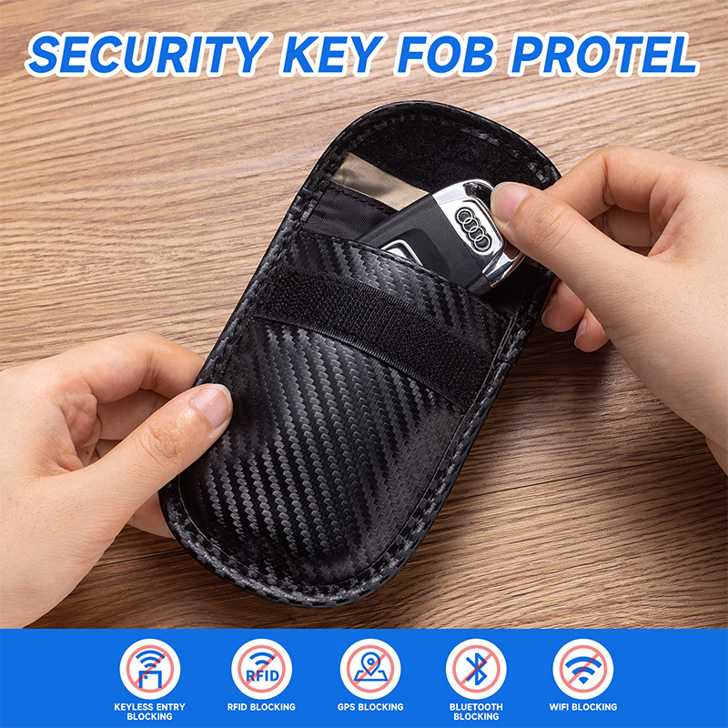 กระเป๋าป้องกันสัญญาณ RFID ป้องกันการโจรกรรม สําหรับรถยนต์ เคสกุญแจ ปลอกกุญแจ