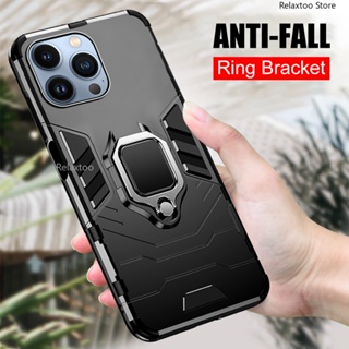 Metal Ring Holder Case For iPhone 15 Pro Max Plus 15ProMAX 15Plus 15Pro Iphone15 5G Luxury 3D Shockproof Armor Casing Grade Heavy Protection Hard Back Cover Shell