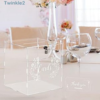 Twinkle กล่องการ์ดอะคริลิค ทรงสี่เหลี่ยม พร้อมตัวล็อค ขนาดใหญ่ สําหรับใส่บัตรแต่งงาน ครบรอบ