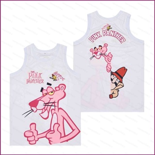 Yp2 เสื้อกีฬาบาสเก็ตบอล แขนกุด พิมพ์ลาย Pink Panther Pink สีขาว สไตล์เรโทร พลัสไซซ์ สําหรับทุกเพศ PY2