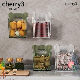 Cherry3 ตะกร้าอะคริลิคใส แบบติดผนัง มีกาวในตัว สําหรับใส่เครื่องเทศ กระเทียม ขิง