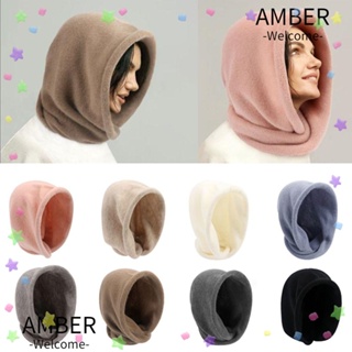 Amber หมวกบีนนี่ ผ้าแคชเมียร์ แบบหนา อเนกประสงค์ สีพื้น สําหรับผู้หญิง